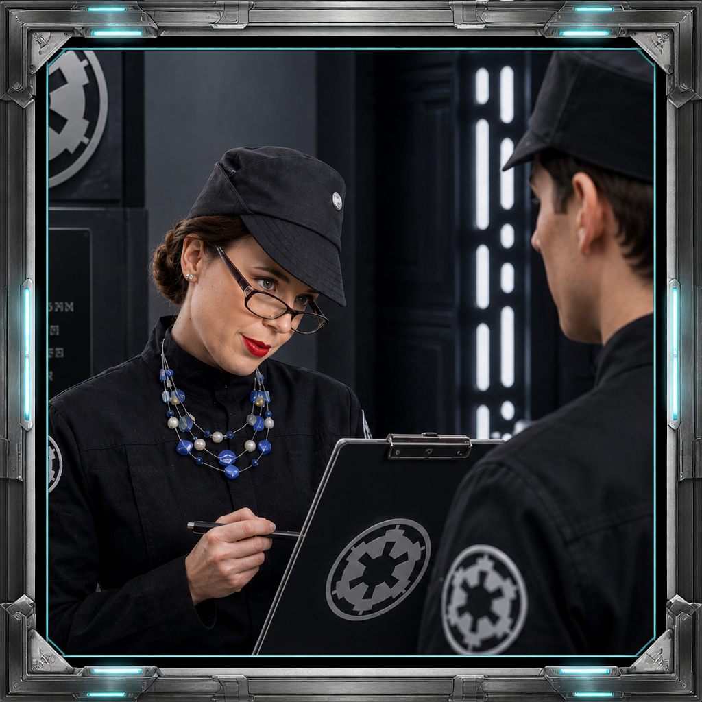 IPM officer Delores going over paperwork